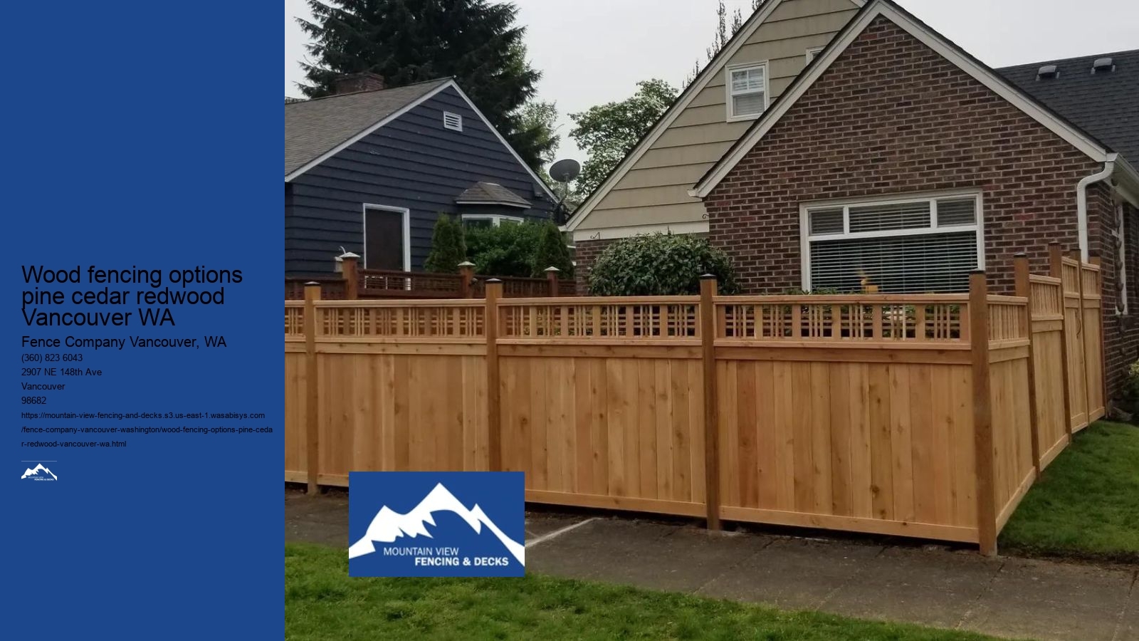 Wood fencing options pine cedar redwood Vancouver WA